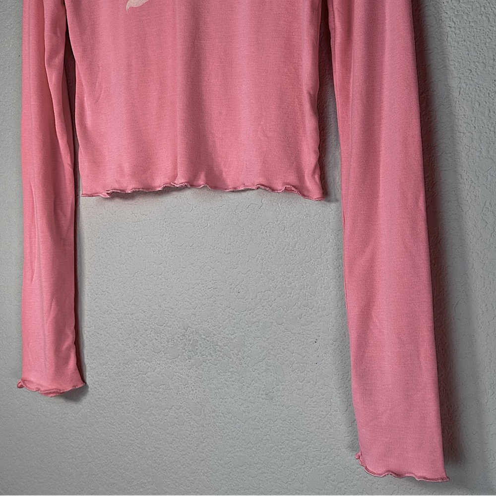 NWOT Wildfox REN Flirt Long Sleeve Crop Top Ruffled Hems Sz Large - Picture 4 of 9
